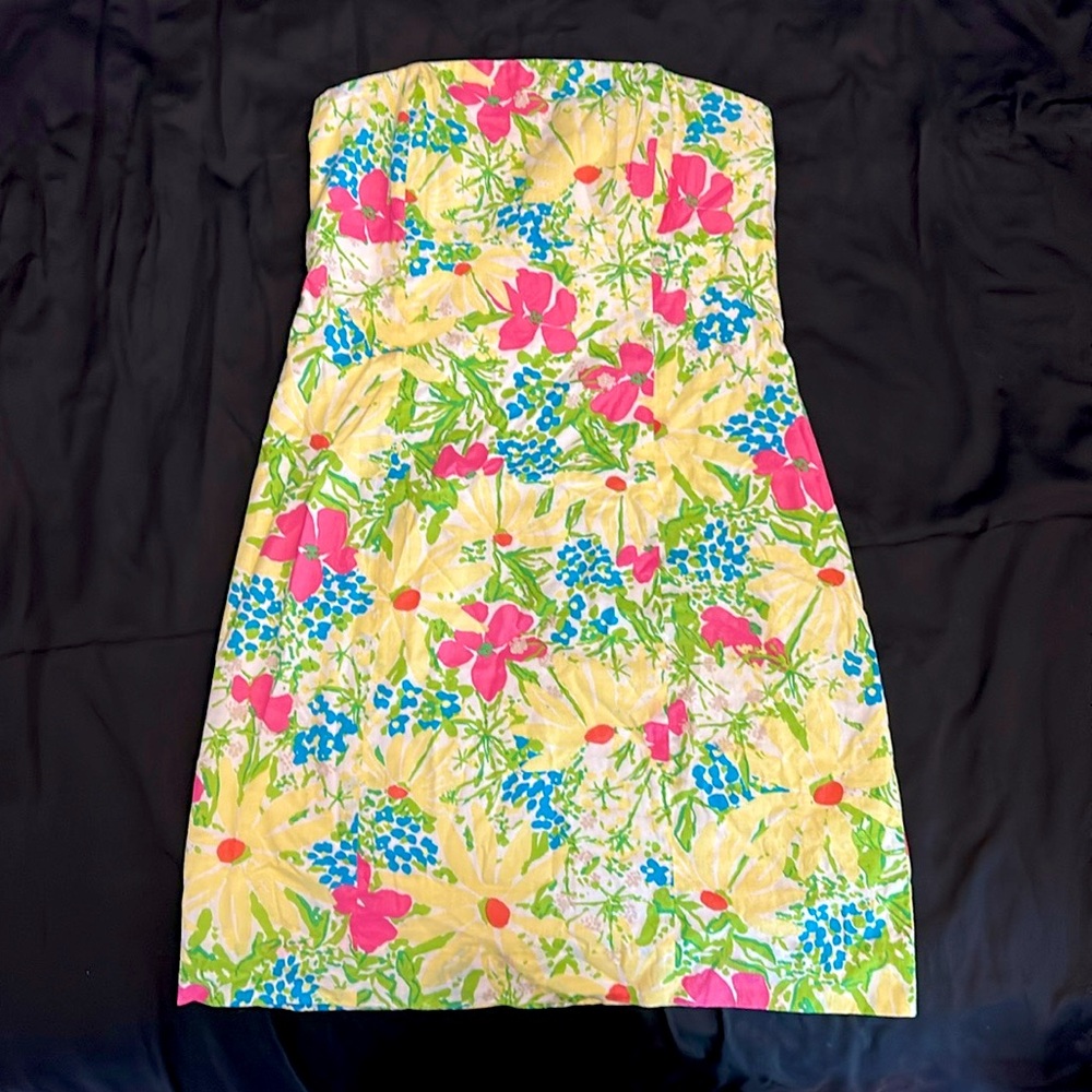 Lilly Pulitzer Strapless Floral Dress w/ Tie Back - Size 2, Perfect for Summer!